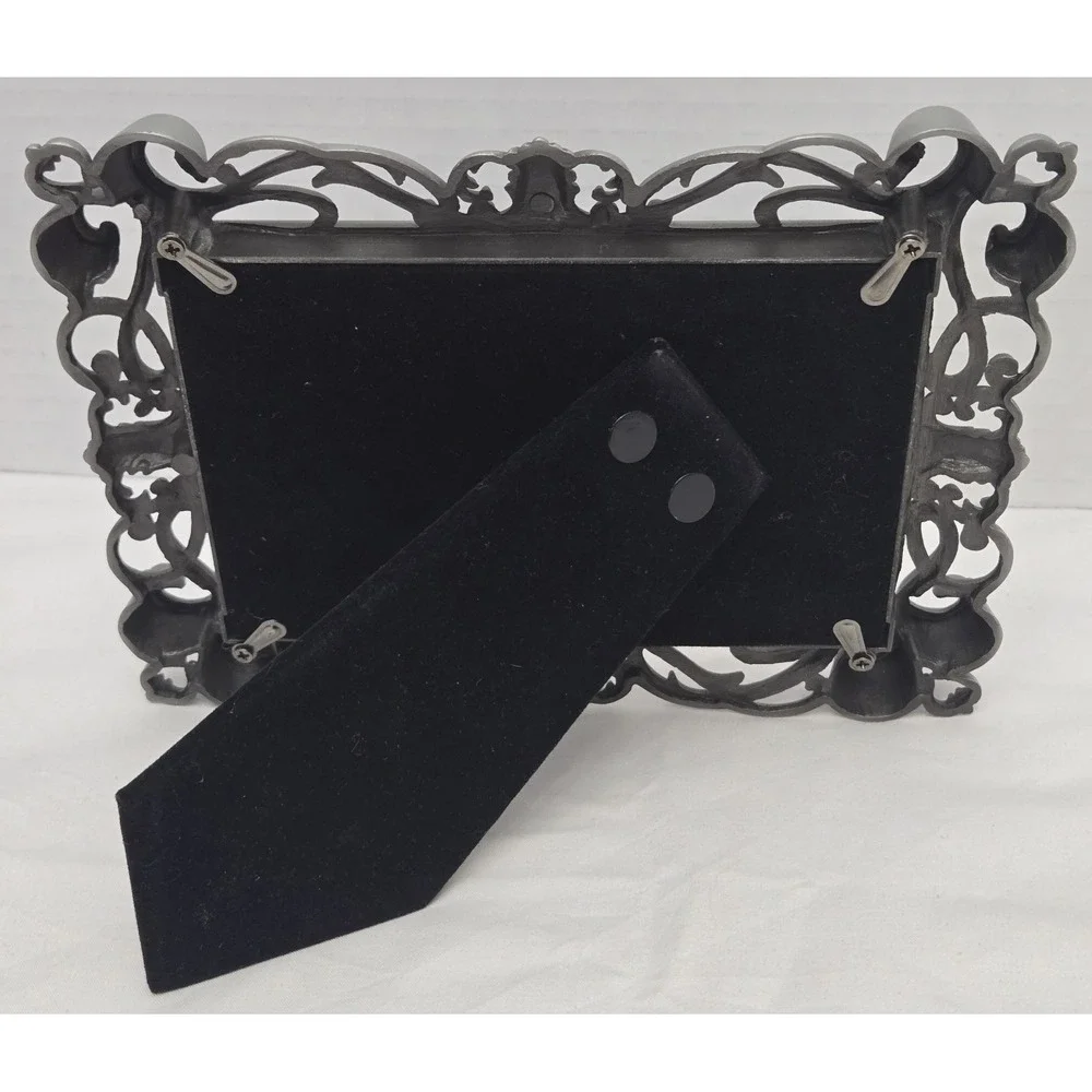 Orna Metals Antique-Style Ornate Pewter Double Photo Frame Scrollwork Design